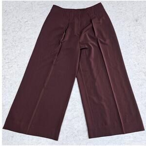 Brass Extra Wide Leg Dress Pants, Burgundy, High Waist, Belt Loops, Size 12 (27)